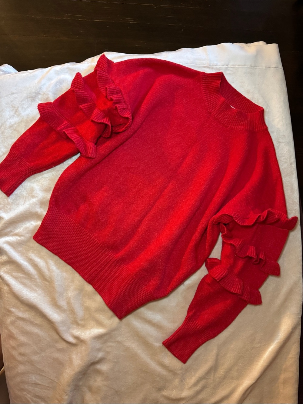 Anthropologie Line + Dot Red Ruffle Sleeve Sweater
